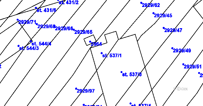 Parcela st. 537/1 v KÚ Bystřice pod Lopeníkem, Katastrální mapa