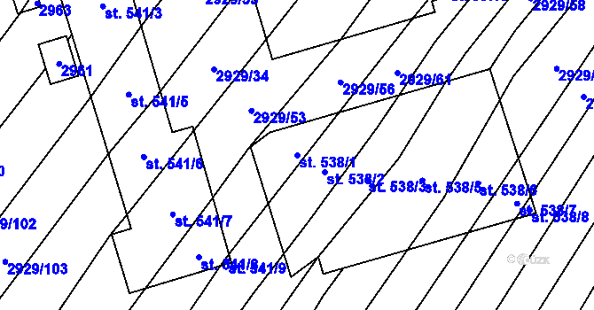Parcela st. 538/1 v KÚ Bystřice pod Lopeníkem, Katastrální mapa