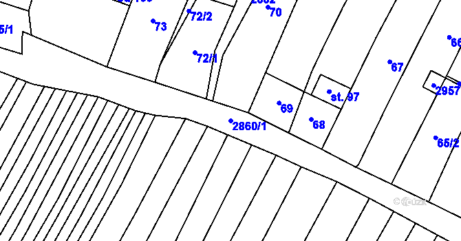 Parcela st. 2860/1 v KÚ Bystřice pod Lopeníkem, Katastrální mapa