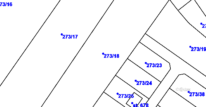 Parcela st. 273/18 v KÚ Bystřice pod Lopeníkem, Katastrální mapa