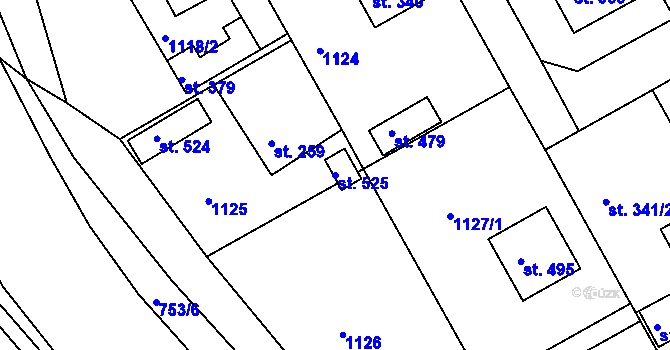 Parcela st. 525 v KÚ Bystřička II, Katastrální mapa