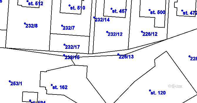 Parcela st. 232/13 v KÚ Bystřička II, Katastrální mapa