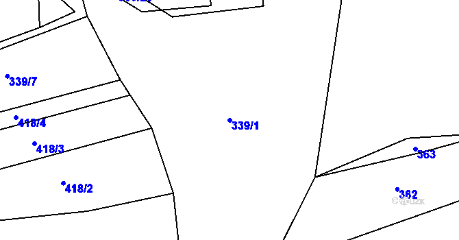Parcela st. 339/1 v KÚ Bystřička II, Katastrální mapa