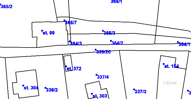 Parcela st. 339/20 v KÚ Bystřička II, Katastrální mapa