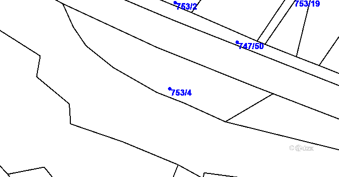 Parcela st. 753/4 v KÚ Bystřička II, Katastrální mapa
