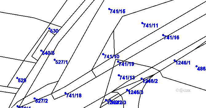 Parcela st. 741/10 v KÚ Bystřička II, Katastrální mapa