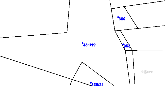 Parcela st. 431/19 v KÚ Bystřička II, Katastrální mapa