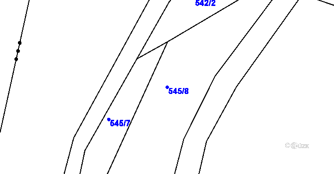 Parcela st. 545/8 v KÚ Bystřička II, Katastrální mapa
