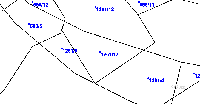 Parcela st. 1261/17 v KÚ Bystřička II, Katastrální mapa