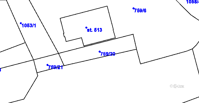 Parcela st. 759/20 v KÚ Bystřička II, Katastrální mapa