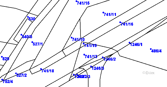 Parcela st. 741/19 v KÚ Bystřička II, Katastrální mapa