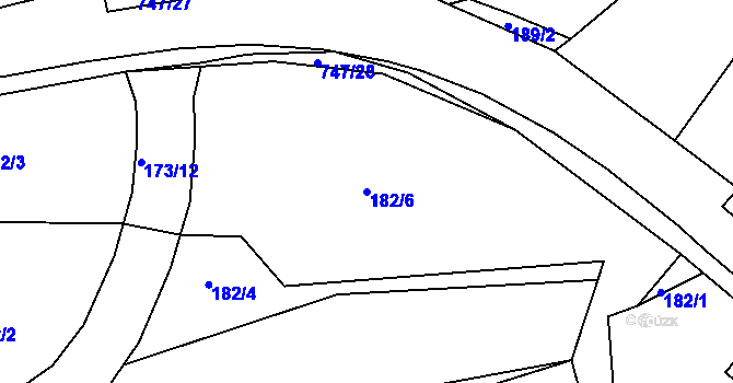 Parcela st. 182/6 v KÚ Bystřička II, Katastrální mapa