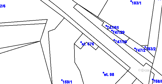 Parcela st. 676 v KÚ Bystřička II, Katastrální mapa