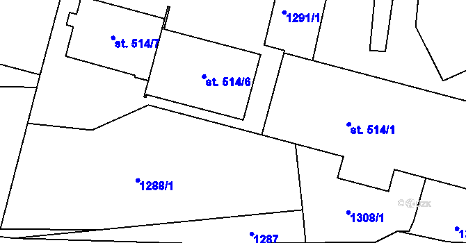 Parcela st. 514/3 v KÚ Bystřička I, Katastrální mapa