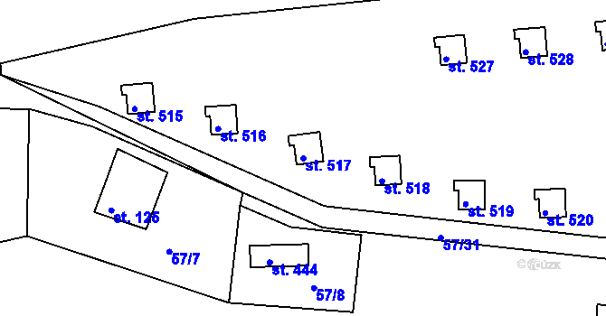 Parcela st. 517 v KÚ Bystřička I, Katastrální mapa
