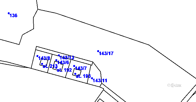 Parcela st. 143/17 v KÚ Bystřička I, Katastrální mapa