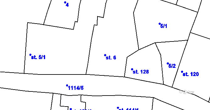 Parcela st. 6 v KÚ Byšice, Katastrální mapa