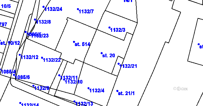 Parcela st. 20 v KÚ Byšice, Katastrální mapa