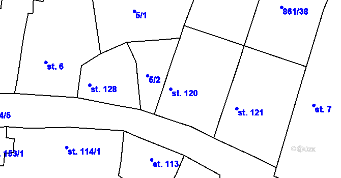 Parcela st. 120 v KÚ Byšice, Katastrální mapa