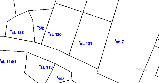 Parcela st. 121 v KÚ Byšice, Katastrální mapa