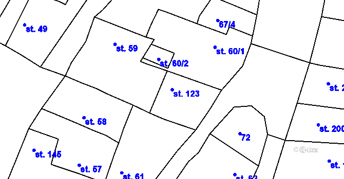 Parcela st. 123 v KÚ Byšice, Katastrální mapa
