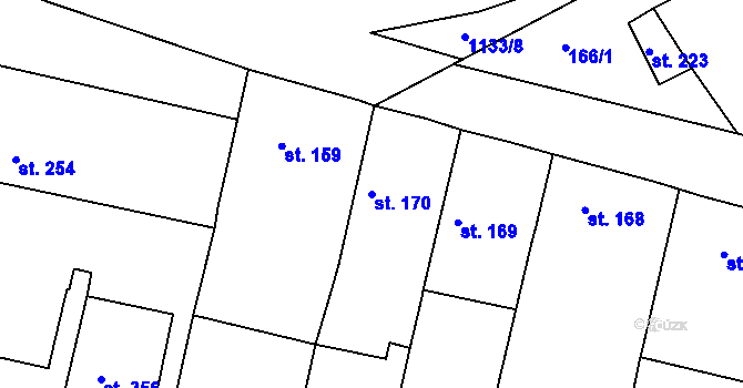 Parcela st. 170 v KÚ Byšice, Katastrální mapa