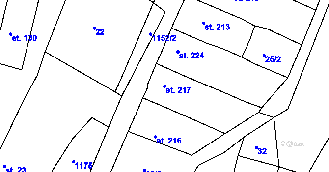 Parcela st. 217 v KÚ Byšice, Katastrální mapa