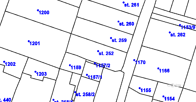 Parcela st. 252 v KÚ Byšice, Katastrální mapa