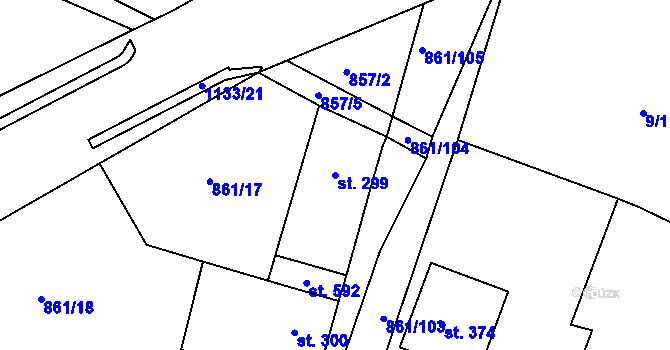 Parcela st. 299 v KÚ Byšice, Katastrální mapa