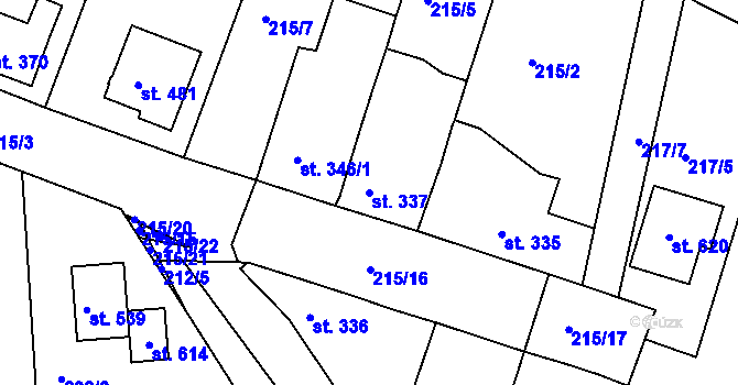 Parcela st. 337 v KÚ Byšice, Katastrální mapa