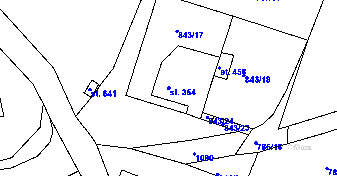 Parcela st. 354 v KÚ Byšice, Katastrální mapa