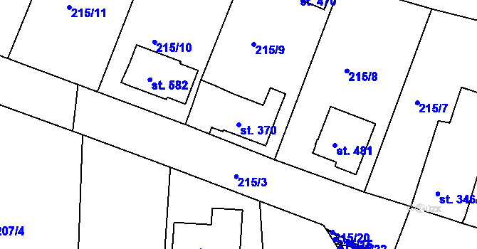 Parcela st. 370 v KÚ Byšice, Katastrální mapa