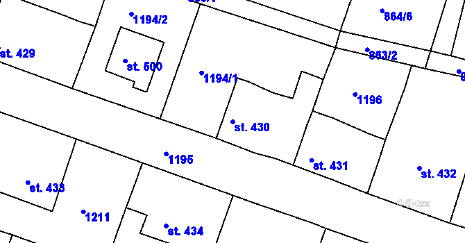 Parcela st. 430 v KÚ Byšice, Katastrální mapa