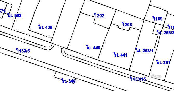 Parcela st. 440 v KÚ Byšice, Katastrální mapa