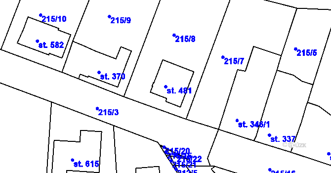 Parcela st. 481 v KÚ Byšice, Katastrální mapa