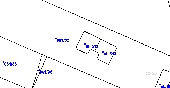 Parcela st. 512 v KÚ Byšice, Katastrální mapa