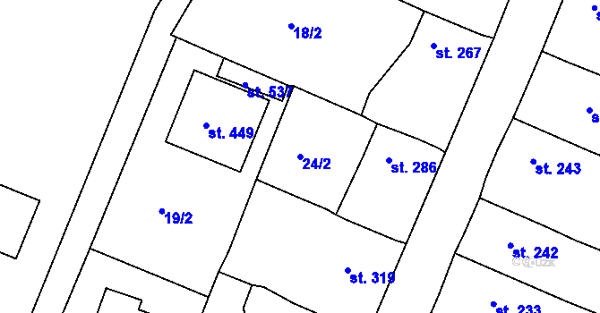 Parcela st. 24/2 v KÚ Byšice, Katastrální mapa