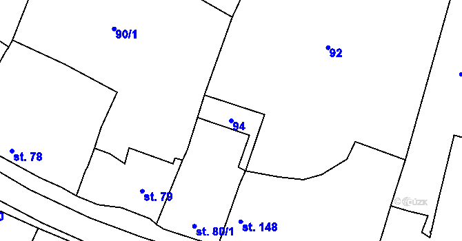 Parcela st. 94 v KÚ Byšice, Katastrální mapa