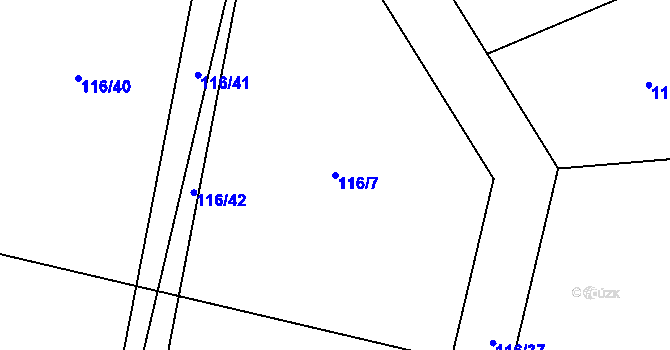 Parcela st. 116/7 v KÚ Byšice, Katastrální mapa