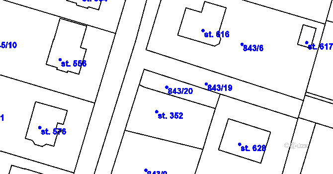 Parcela st. 843/20 v KÚ Byšice, Katastrální mapa