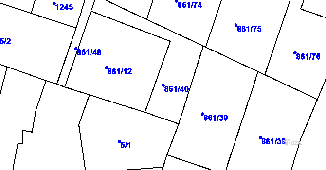 Parcela st. 861/40 v KÚ Byšice, Katastrální mapa