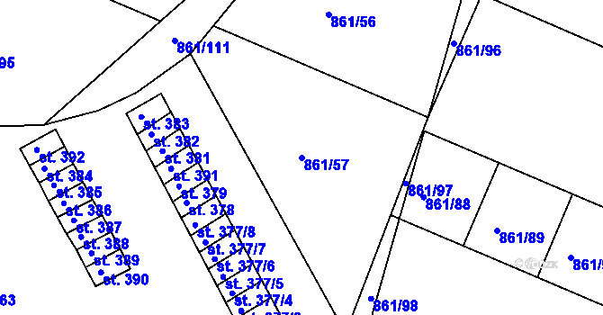 Parcela st. 861/57 v KÚ Byšice, Katastrální mapa