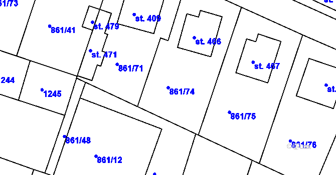Parcela st. 861/74 v KÚ Byšice, Katastrální mapa