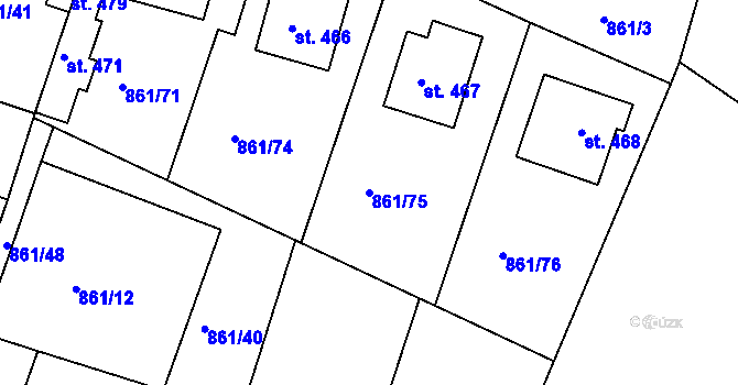 Parcela st. 861/75 v KÚ Byšice, Katastrální mapa