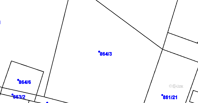 Parcela st. 864/3 v KÚ Byšice, Katastrální mapa