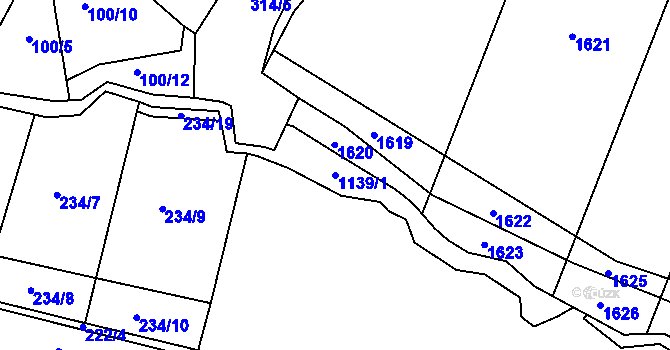 Parcela st. 1139/1 v KÚ Byšice, Katastrální mapa