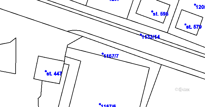 Parcela st. 1167/7 v KÚ Byšice, Katastrální mapa