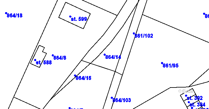 Parcela st. 864/14 v KÚ Byšice, Katastrální mapa