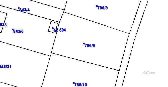 Parcela st. 786/9 v KÚ Byšice, Katastrální mapa