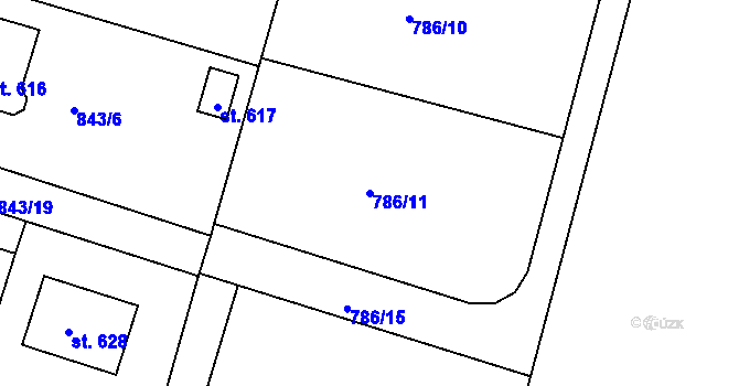 Parcela st. 786/11 v KÚ Byšice, Katastrální mapa